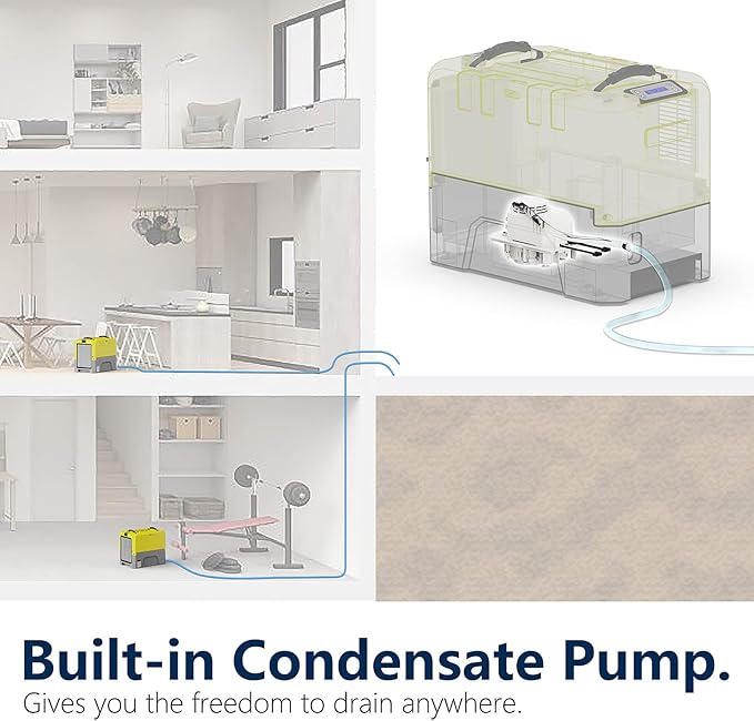 ALORAIR 180 PPD Commercial Dehumidifiers with Smart WiFi, Crawl Space Basement dehumidifier with Pump, Industry Water Damage Unit, Compact, Portable, Memory Starting, (Pack of 4) yellow