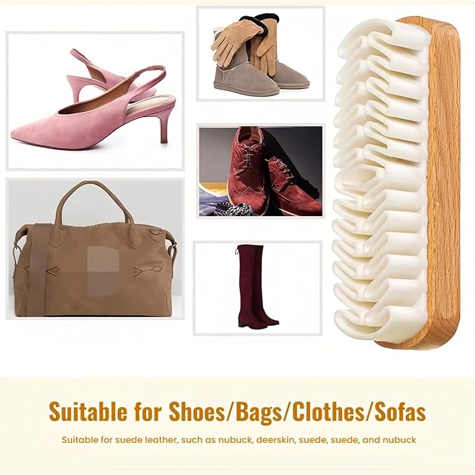 2 Pack Rubber Shoe Brush, Suede Shoe Cleaner for Shoes, Magic Rubber Shoe Brush for Cleaning, Shoes, Bags, Jacket, Purse, Sofa with Wooden Handle, Stain Eraser (2 Pcs)