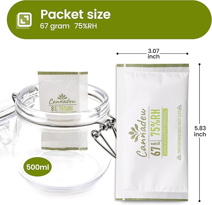 75% Two-Way Humidity Control Packets, 67g (5 Pack) – Moisture Absorbers & Hydration Packets for Storage