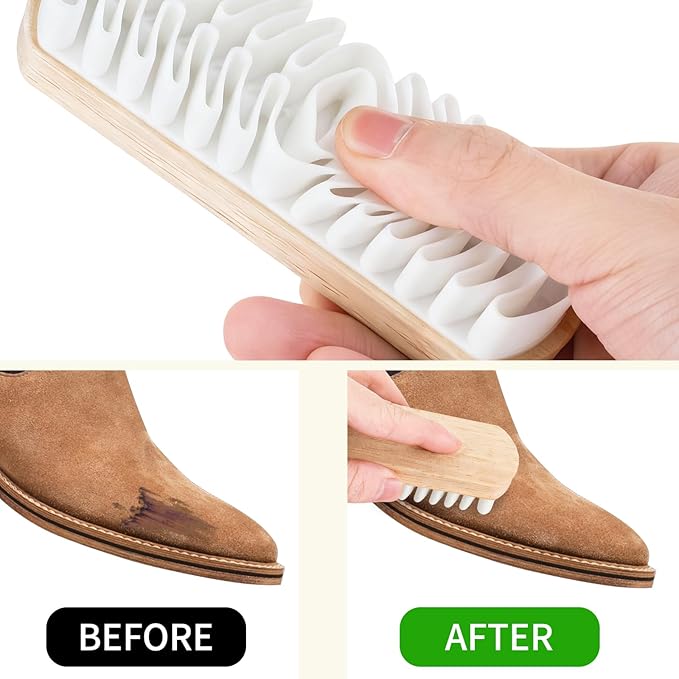 2Pcs Suede Brush for Shoes, Nubuck Brush Suede Eraser Suede Shoe Brush Suede Shoe Cleaner, Suede Cleaning Brush for Shoes, Bags, Sofa with Wooden Handle, Stain Eraser