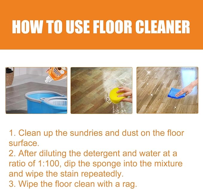 Floor Cleaner Kit, 100 ml Hard Floor Cleaning Solution with Sponge and Cloth, Concentrated Floor Cleaner for Routine Mopping and Spot Cleaning on Sealed Wood and Laminate Floors