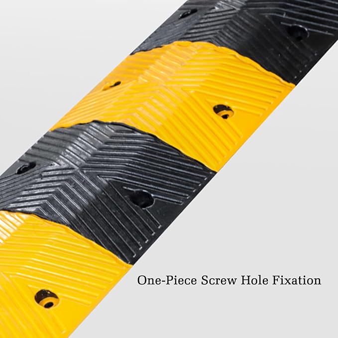 Rubber Speed Bumps with Cable Protectors Heavy Duty Modular Driveway Speed Ramp for Asphalt Concrete Traffic Lanes (100x35x7CM)