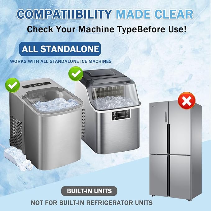 Ice Machine Cleaner Maker Descaler - 48 clean Tablets Compatible with Frigidaire, Opal, GE Profile, Kitchenaid, Nickel Safe Scale Remover for Countertop, Nugget Ice Makers-Odor-Free, Crystal Clear Ice