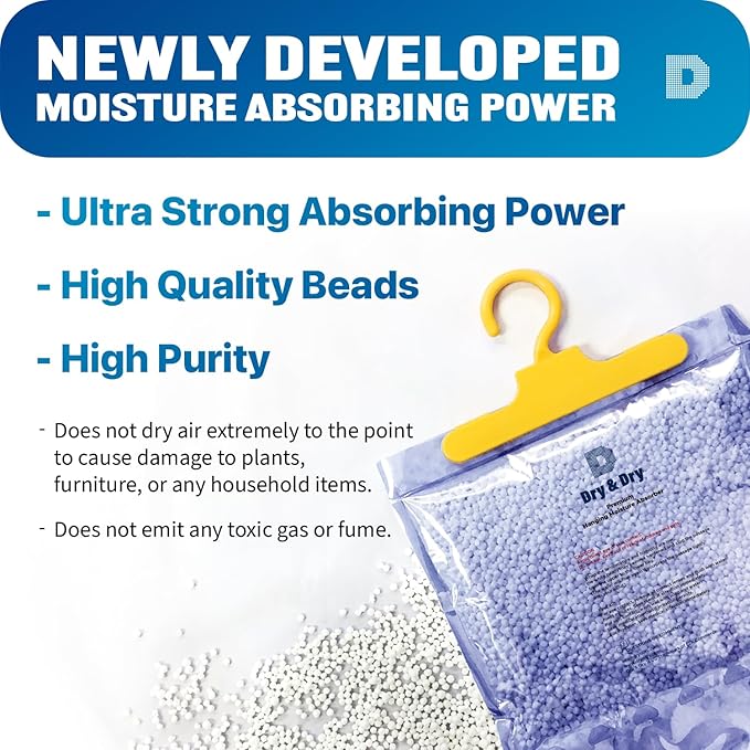 Dry & Dry 4 Pack Premium Moisture Absorbers for Home, Basement & Bedroom - Small Dehumidifiers