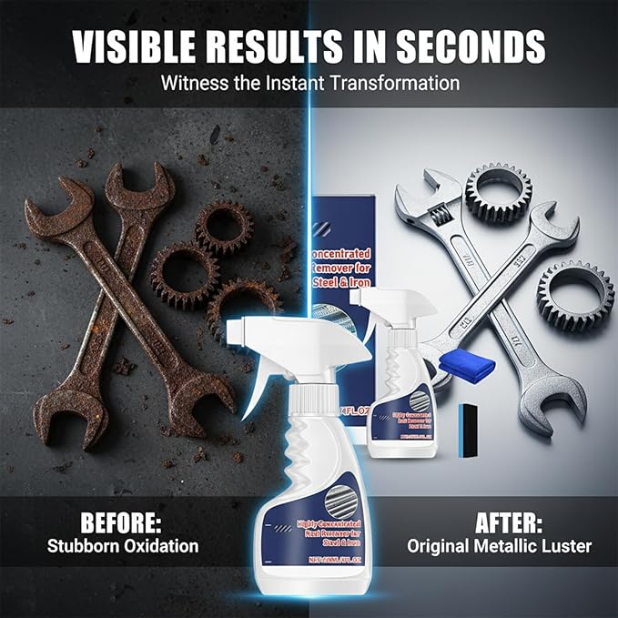 SakerPlus Powerful Rust Remover for Metal and Stainless Steel, Multipurpose Rust Remover Spray, Fast-Acting Cleaner for Tools & Surfaces (1pcs)
