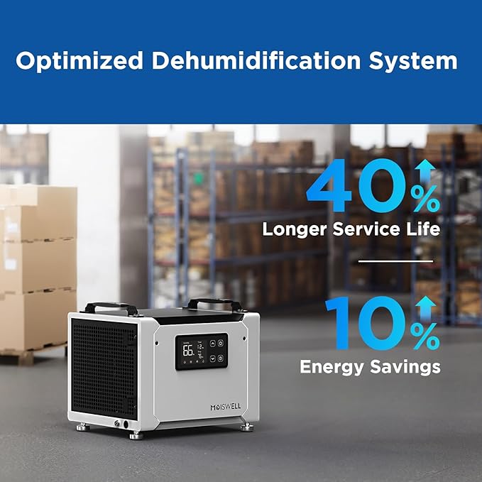 70 Pints Commercial Dehumidifier with Drain Hose, Portable Crawl Space Dehumidifier for Basement and Home, Automatic Defrost, Moiswell Defender ME-7