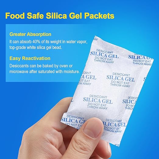 Absorbking Silica Gel Packets, 100 Gram 36 Packs Food Safe Moisture Absorbers, Desiccant Packs for Storage, Reusable Desiccant for Foods, Storage Bins, 3D Filaments, Electronics, Safes