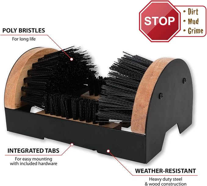 Performance Tool W9451 Boot Brush Cleaner Floor Mount With Hardware Indoor / Outdoor 4.7 x 9.5 x 6.5-Inches