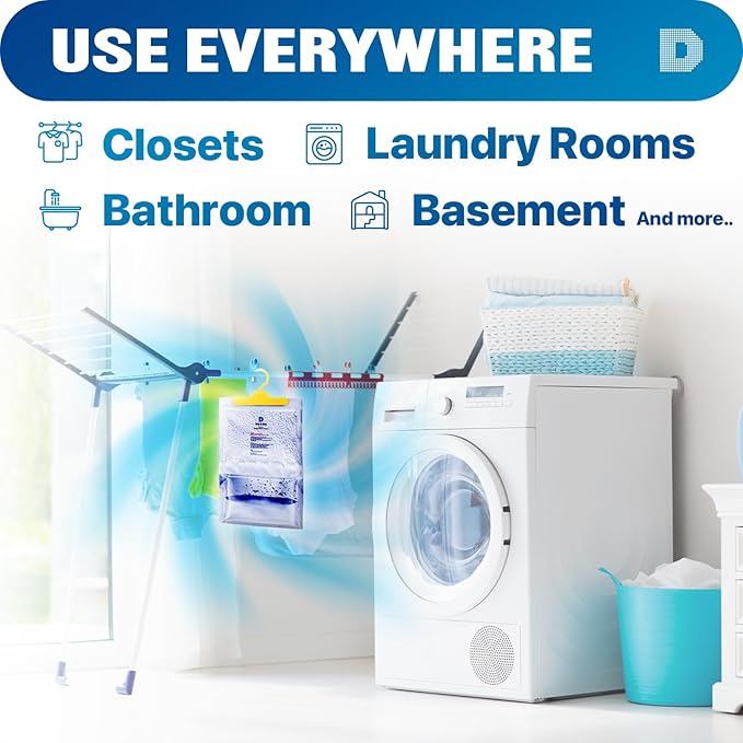Dry & Dry [35 Packs [Net 7 Oz/Pack] Premium Hanging Moisture Absorber to Control Excess Moisture for Basements, Closets, Bathrooms, Laundry Rooms. - Moisture Absorbers