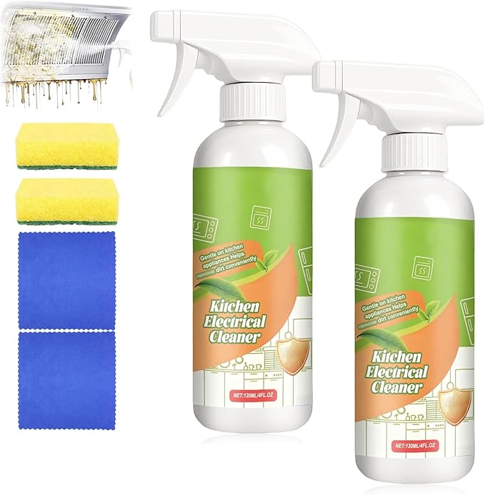 2pcs Electrolyzed Ion Kitchen Cleaner Spray, Fly Cleanse Natural Formula to Household Kitchen Appliances Spray Cleaner, Multi-Purpose Kitchen Appliance Cleaner for Hold,Oven,Stove,Range Hood