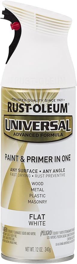 Rust-Oleum 247564 Universal All Surface Spray Paint, 12 oz, Flat White