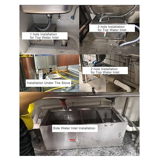 Commercial Grease Trap 4 Gallons Per Minute, Stainless Steel Grease Interceptor Trap Oil Water Separator with Removable Filter Basket for Kitchen Restaurant