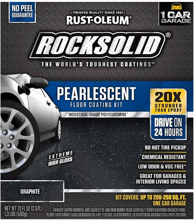 Rust-Oleum 306328 RockSolid Pearlescent 1 Car Garage Floor Coating Kit, Smoky Blue