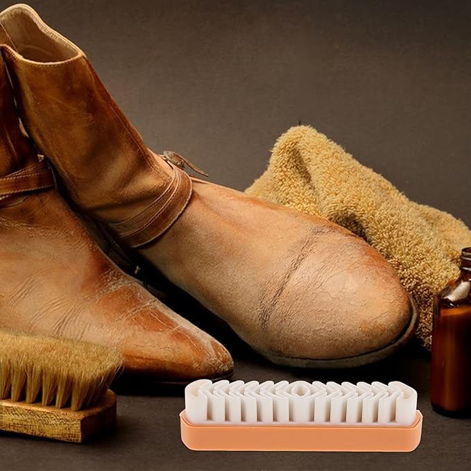 Ipetboom Soft Rubber Suede Shoe Brush Cleaner for Boots and Sneakers, Portable Small Scrub Brush with Rubber Eraser for Leather and Nubuck Cleaning, Entryway Shoe Care Tool