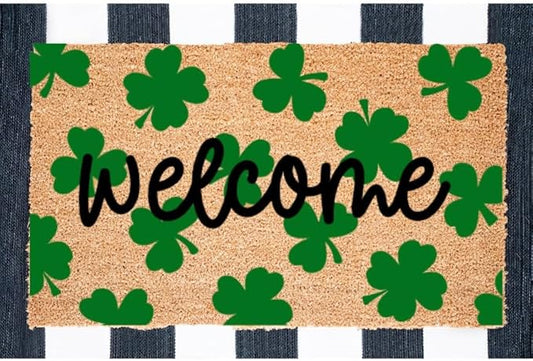 Welcome Clover Doormat, St. Patrick's Day Doormat, Clover Doormat, Spring Doormat, St. Patrick's Day Decoration, St. Patrick's Day, Welcome Mat Home Decoration Non-Slip Door Mat 30x18in