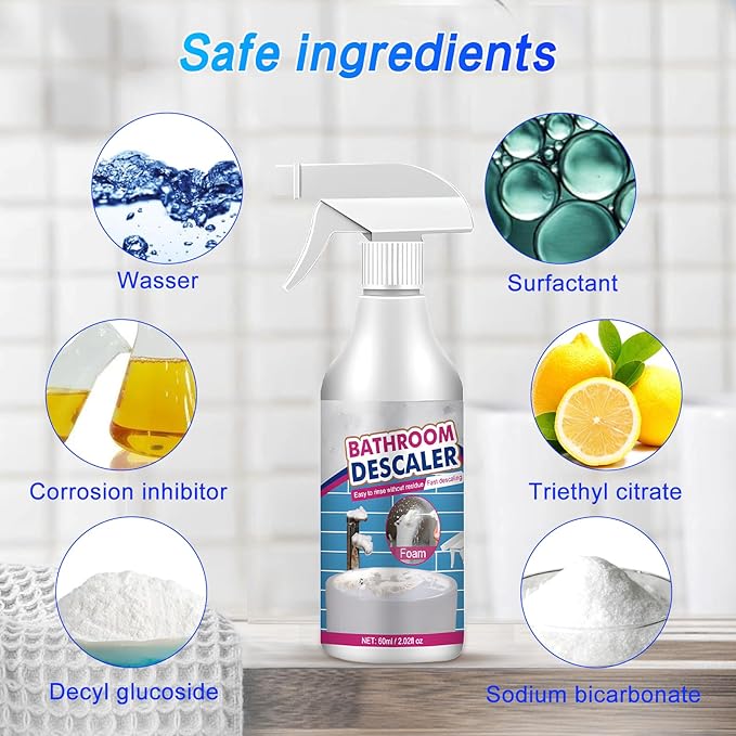 2026 New Bathroom Descaler Foam Cleaner, Multipurpose Bathroom Foam Cleaner Stubborn Stains Cleaner, Bathrooms Descaler Cleaner Spray, All Purpose Rinse Cleaning Foam for Bathrooms (3)