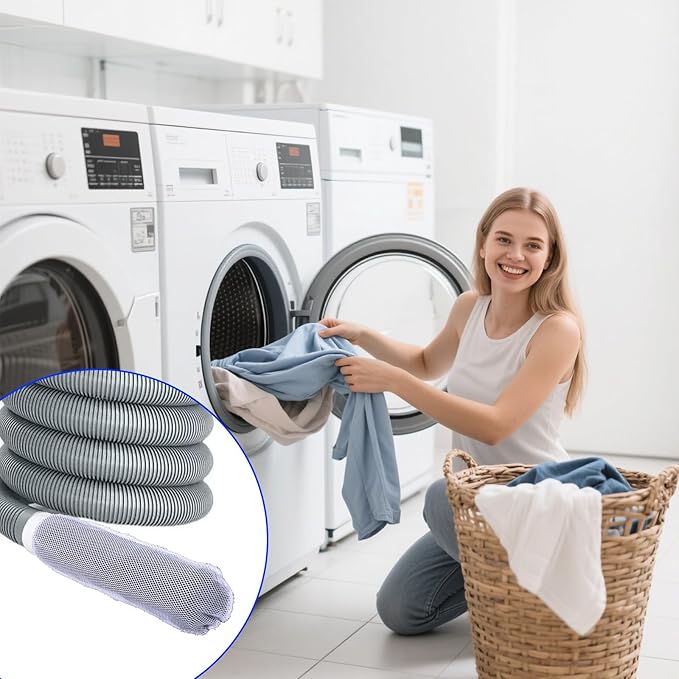 3 Pcs Lint Traps for Washing Machine Hose,Washer Hose Lints Trap Mesh with 3 Cable Ties Washing Machine Lint Traps for Drain Hoses,White