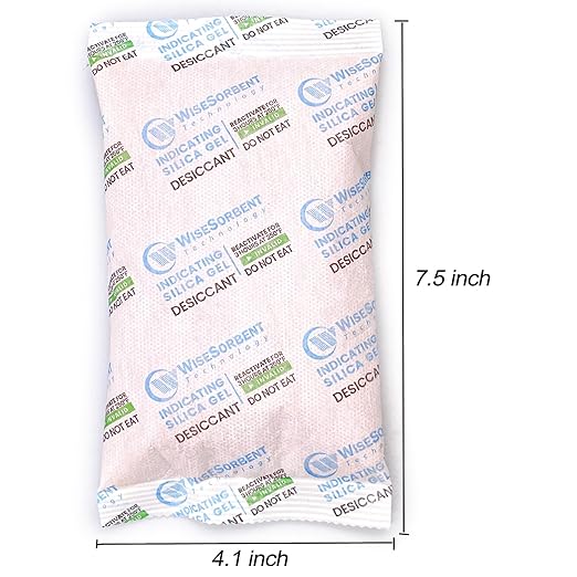 Wisesorb 200 Gram [50 Packs] Silica Gel Desiccant Packets with Orange Indicating Beads, Rechargeable Silica Packs, Moisture Absorbers for 3D Printer Filament Gun Safe Camera Electronics Equipment