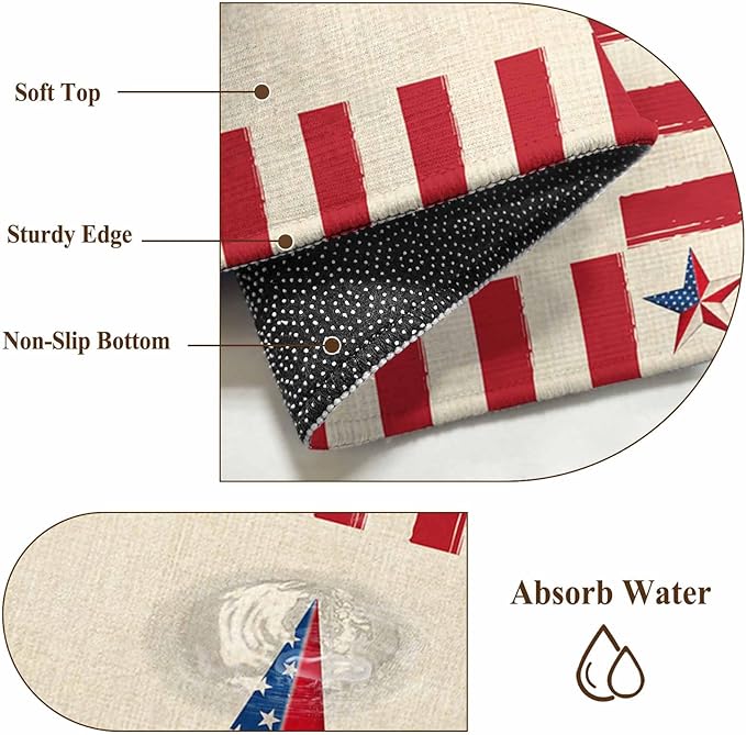 Farmhouse American Flag Pentagram Small Round Rug 3 Ft, Area Rugs Washable Non Slip Indoor Floor Mats Circle Carpet for Living Room Bedroom Dining Room Home Decor