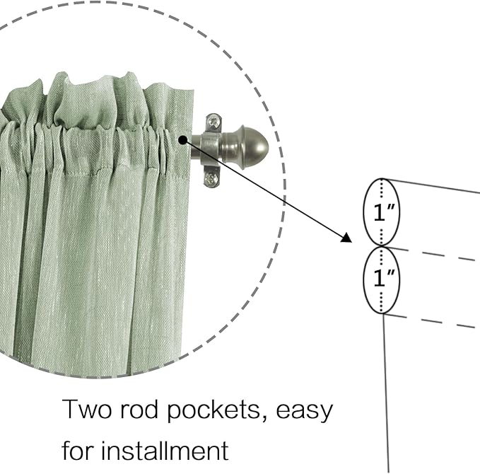 H.VERSAILTEX Door Window Curtain Sliding Door Curtains Side Light Curtains Sage 72 Inch Linen Texture Semi Sheer French Door Panels for Glass Door Window - 24 Inches Width - 1 Panel