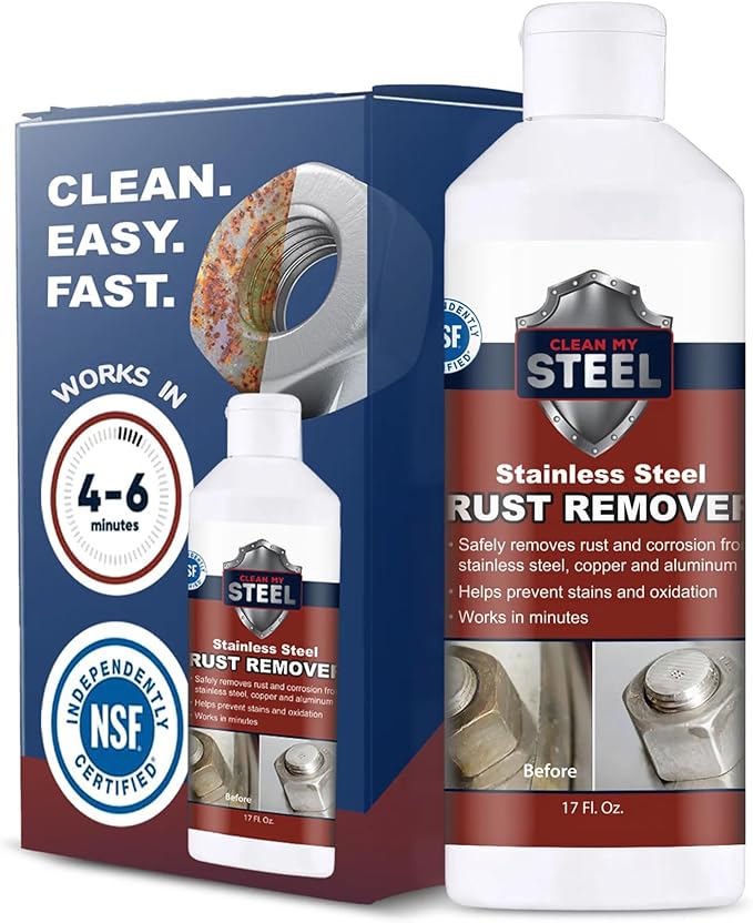 CLEAN MY STEEL Innoshine B570 Stainless Steel Rust Remover and Cleaner, NSF Certified, Approved for Food Contact Areas, 17 oz