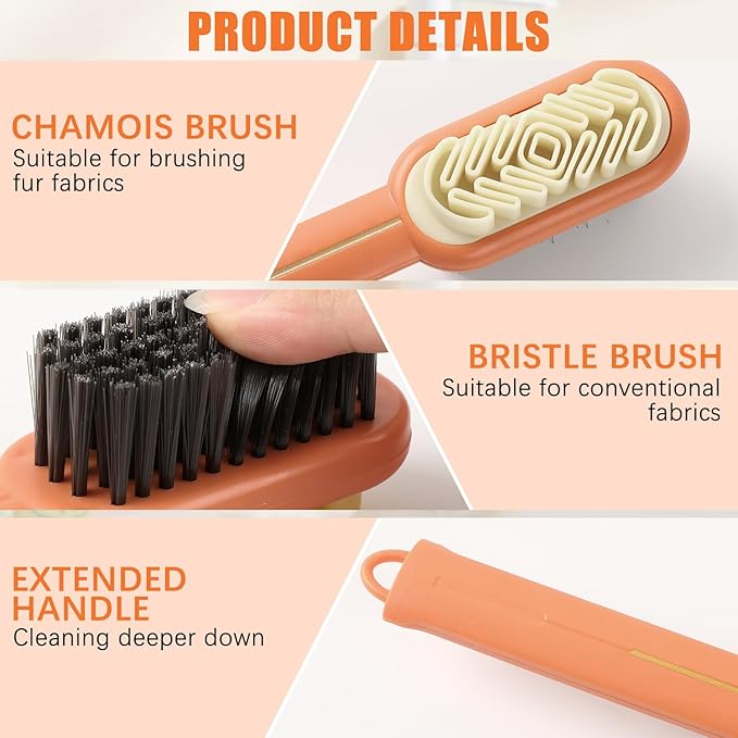 2 in 1 Scrub Suede Shoe Brush, Rubber Polish Eraser, Multifunctional Suedes Eraser Cleaner for Suede Cleaner and Nubuck Brush (Orange)