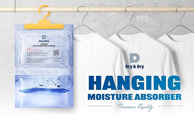 Dry & Dry Premium Moisture Absorbers Dehumidifiers for Home, Basement, Bedroom, Small Dehumidifiers - Moisture Absorber - Blue & White (25 Pack) 7 ounce