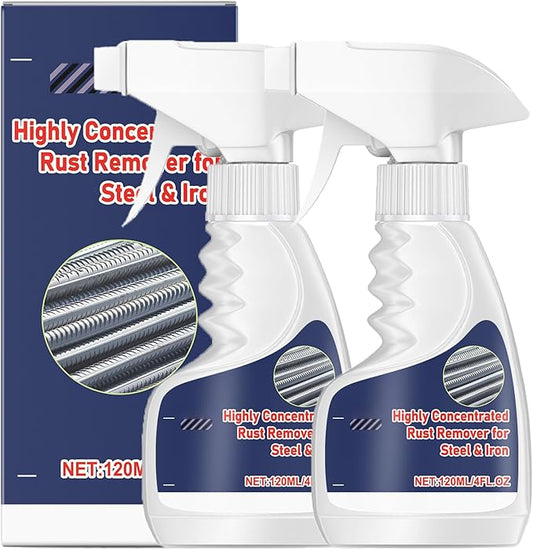 Rust Remover Heavy Duty for Metal, Highly Concentrated Rust Remover for Steel & Iron, Fast Acting Rust (120 ML) (2 pcs)