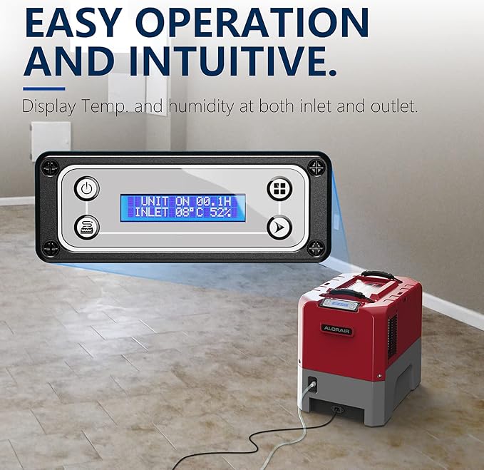 ALORAIR 180 PPD Commercial Dehumidifiers with Smart WiFi, Crawl Space Basement dehumidifier with Pump, Industry Water Damage Unit, Compact, Portable, Memory Starting, 5 Years Limited Warranty