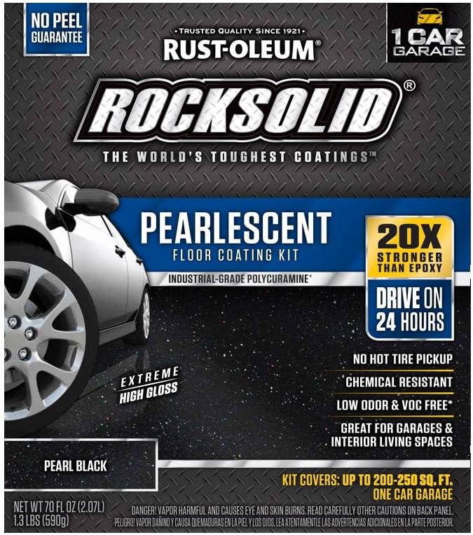 Rust-Oleum 306325 RockSolid Pearlescent 1 Car Garage Floor Coating Kit, Pearl Black