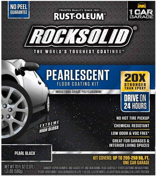 Rust-Oleum 306325 RockSolid Pearlescent 1 Car Garage Floor Coating Kit, Pearl Black