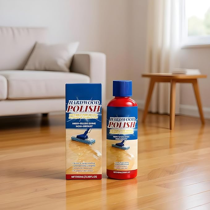 Wood Floor Polish - Deep-Penetrating Mopping Cleaner | Laminate & Hardwood Floor Polish for Bedroom, Entryway, Living Room, Apartment, Cabinets, Tables, Shelves and Furniture Care