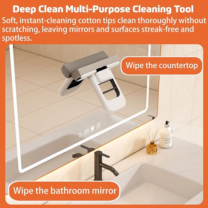 Mini Foldable Desktop Mop, mini mop - 2025 New Portable Mini Cleaning Sponge Mop, Wet and Dry Use Cleaning System, One-Hand Squeeze Handle, for Bathroom, Kitchen, Desktop