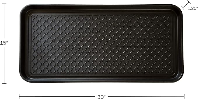 All Weather Boot Tray Set - Set of 4 Large Water-Resistant Plastic Utility Shoe Mats for Indoor and Outdoor Use in All Seasons by Stalwart (Black)