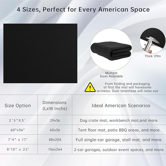 7'4"x17' Large Garage Floor Mat (Fits Full-Size Trucks) – Oil Absorbent Felt Top with Waterproof PE Backing, Non-Slip Heavy Duty Mat for SUV & RV & Workshop – Trimmable, Leak-Proof