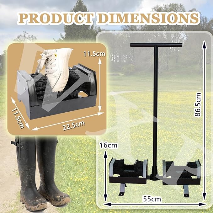 Heavy-Duty Boot and Shoe Cleaner with Portable Base and Cleaning Brushes for Garage and Entryway Dirt Removal