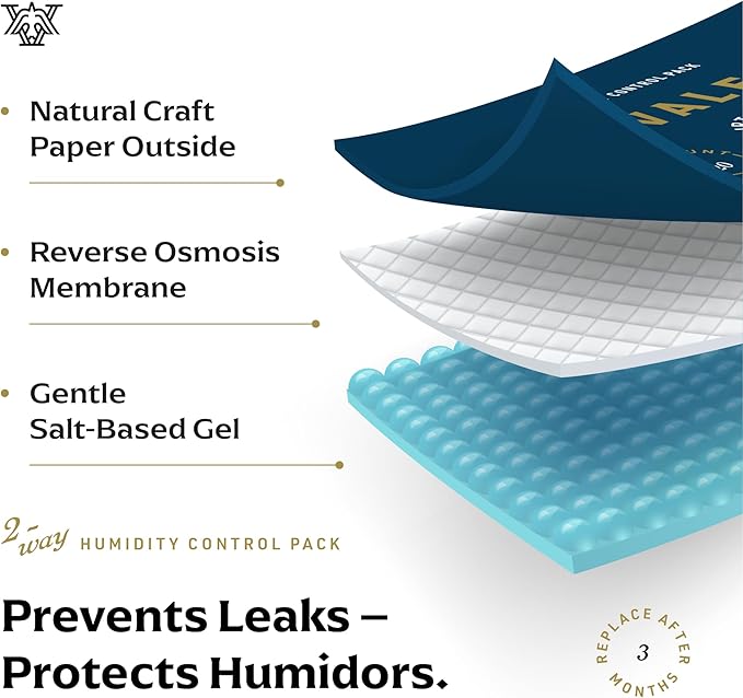 Valet 69% Two-Way Humidity Pack Single (60g), Individually Wrapped Humidity Control Pack for Airtight & Plastic Containers, Moisture Absorber, Made in USA