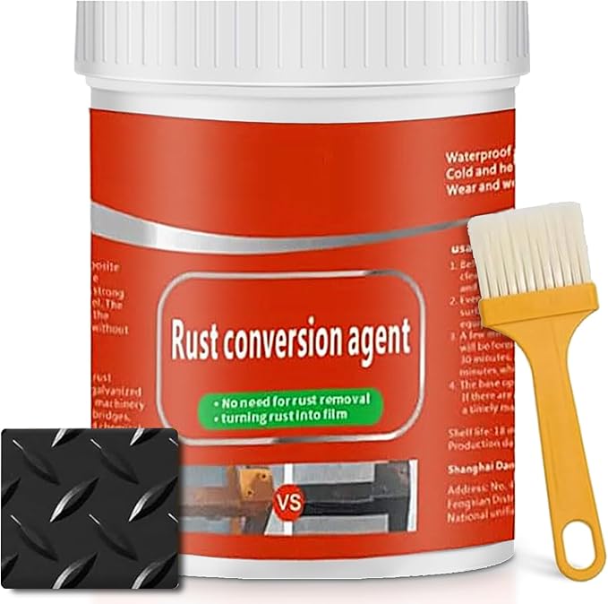 Rust Gel Rust Converter - 10.7 Fl Oz, Rust Remover for Metal, Anti Rust Paint with Brush, Eliminates Oxides from Aluminum, Cast Iron, and Steel (Milky (Black),10.7 Fl Oz)