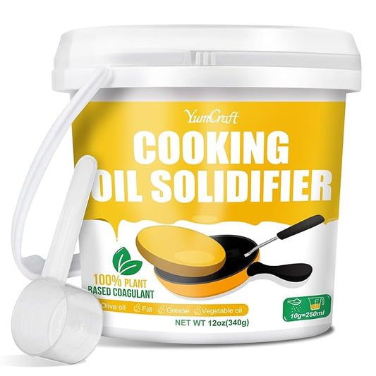 Cooking Oil Solidifier Powder, Oil Solidifier can Harden Up to 2.25 Gallons of Fry Oils Away From Mess, Grease Hardener Disposal, 100% Plant-Based Coagulant Oil Solidifying Powder for Kitchen Disposal