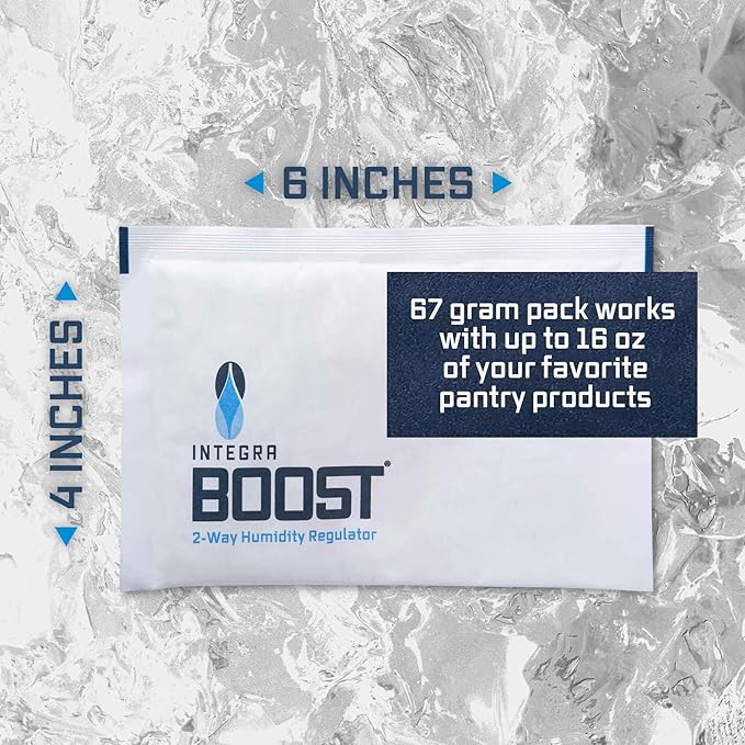 Integra Boost 72% RH, 2 Way Humidity Control Packs – 67g Size for Storing 1 lb – Pack of 1 – Single Moisture Absorber for Small Jars & Containers – Humidifier Packs for Herbs, Spices & Food Storage