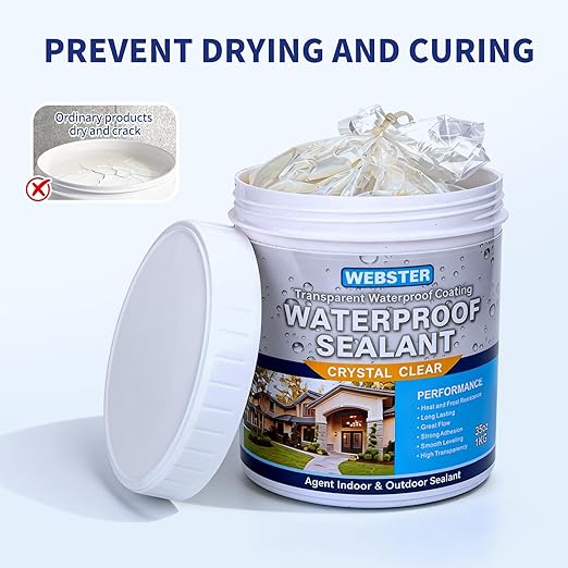 Transparent Waterproof Coating, WEBSTER 35oz Invisible Sealant,Transparent Leak Proof Coating for Roof, Wall, Bathroom, Window Sill, Indoor & Outdoor