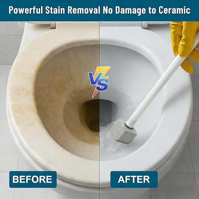 2-in-1 Toilet Cleaning Kit: Disposable Toilet Brush with 24 Refills & Pumice Stone Scrubber with 4 Stones, Wall Mounted Holder, No-Touch Cleaning for Toilets, Sink
