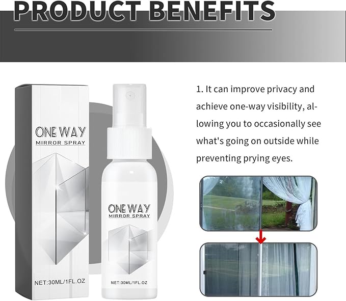Glass Cleaner - Anti Fog Mirror Spray Solution, Windshield Stain Removal Liquid with Clear Vision Formula Protection, Quick Wipe Cleaning Function, Ideal for Car Bathroom Kitchen Surfaces