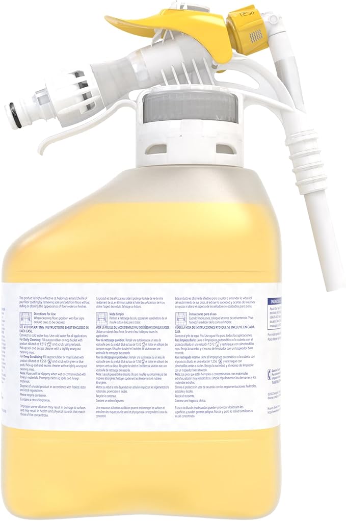 Diversey 94996458 Prominence Heavy Duty Floor Cleaner, Commercial Strength No Rinse Formula with Citrus Scent, Ready-to-Dispense (RTD) Liquid Concentrate, 5-Liter