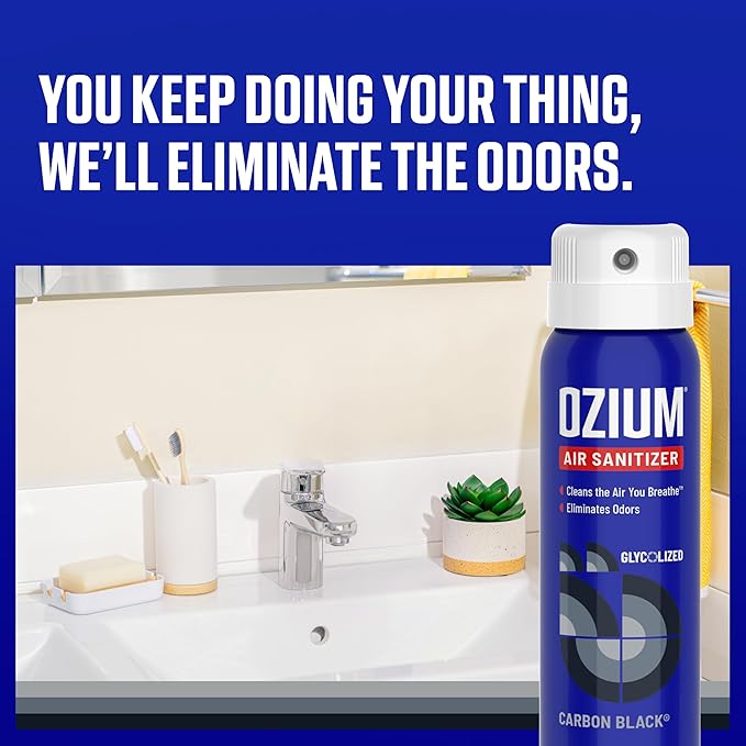 Ozium 3.5 Oz. Air Sanitizer & Odor Eliminator for Homes, Cars, Offices and More, Carbon Black Scent, 4 Pack