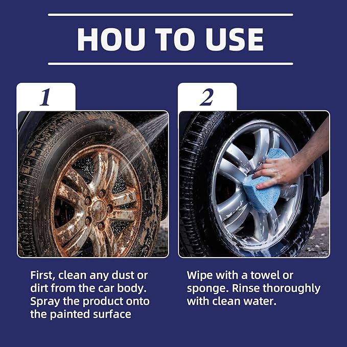 2PCS Rust Remover Spray for Metal, Heavy Duty Rust Removal Spray, Multipurpose Rust Stain Remover for Cars, Tools and Metal Chains