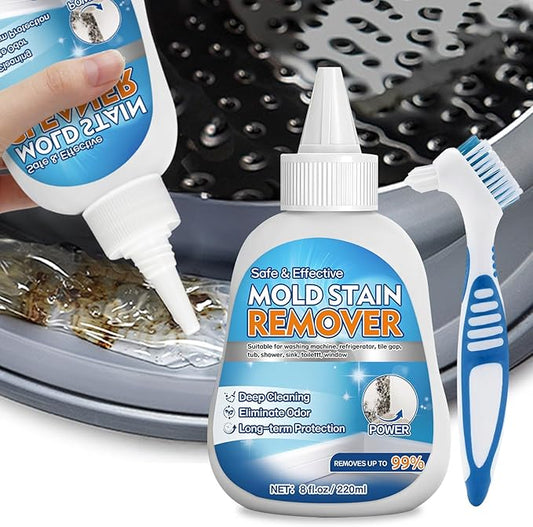 Home Mold Stain Remover Gel for Washer Seal, Thick No Scrub Mold Cleaner for Front Load Washing Machine, Bathroom Tile Grout & Silicone, Deep Cleaning & Odor Removal-Household Stain Cleaner