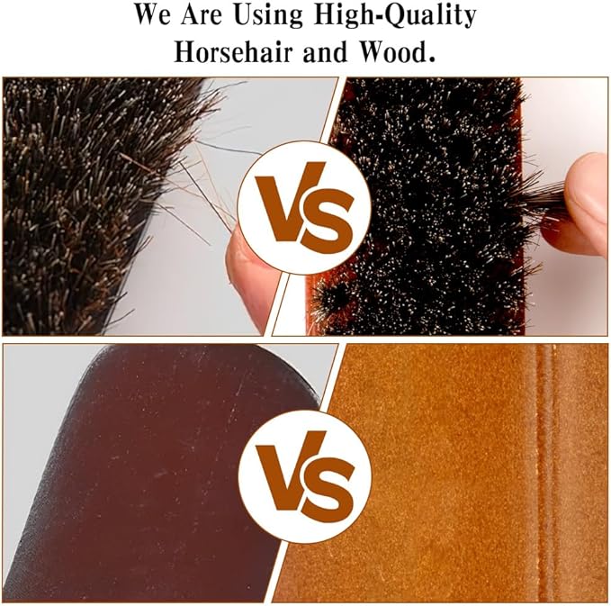 Shoe Brush, Horsehair Shoe Brush Shoe Cleaning Brush Boot Brush for Leather, Shoe Brushes Shoe Shine Brush Brush Shoe Polish Brush for Cleaning and Care Leather Shoes Clean Dauber Applicators