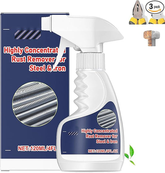120ml Rust Remover for Metal, Heavy Duty Highly Concentrated Steel Rust Remover, Fast Acting Rust Stain Remover for Tools, Stainless Steel, Automotive Parts & Iron Surfaces (1 Set)