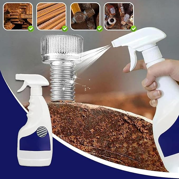 120 ML/4 Oz Removedor de Oxido Altamente Concentrado, Highly Concentrated Steel Rust Remover for Steel & Iron, Multi-Purpose Anti-Rust Spray for Car, Tools & Home, Permanent Metal Protection (2pcs)
